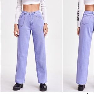 SHEI N chain detail Garment eyelet straight leg